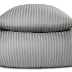 Dobbelt sengetøj i 100% Bomuldssatin - 200x220 cm - Lysegråt ensfarvet sengesæt - Borg Living sengelinned