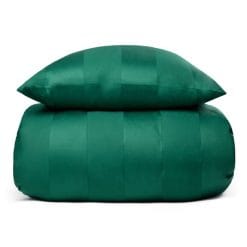 Sengetøj 140x200 cm - 100% bomuldssatin - Lone grøn - Stribet, jacquardvævet sengetøj - Ekstra blødt sengesæt fra By Borg